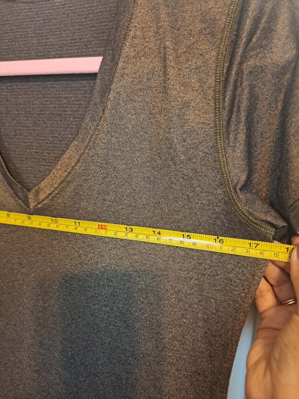 Lululemon What The Sport Tee V-Neck - Heathered Black / Gold Sparkle - Picture 2 of 15